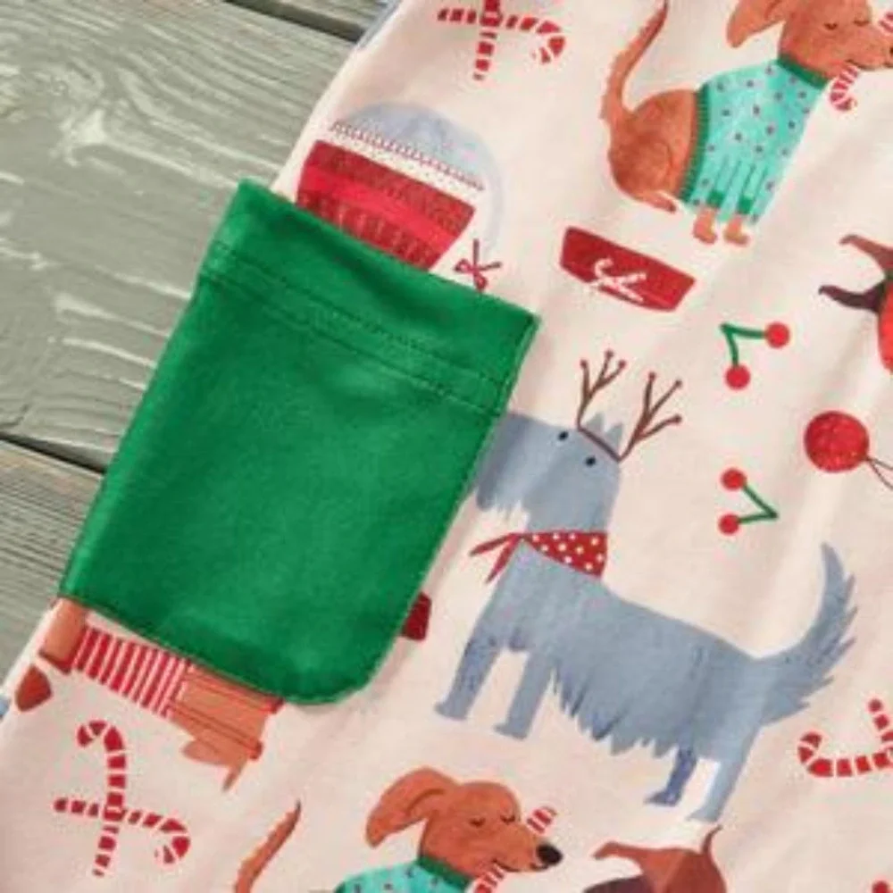 We Woof You a Merry Christmas Ruffle Romper PETE + LUCY Winter Holiday 6-9 NEW - Picture 4 of 7
